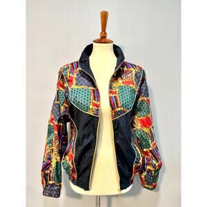 Vintage VOS Sports 90s Graphic Print Track Jacket Size Small Retro Windbreaker